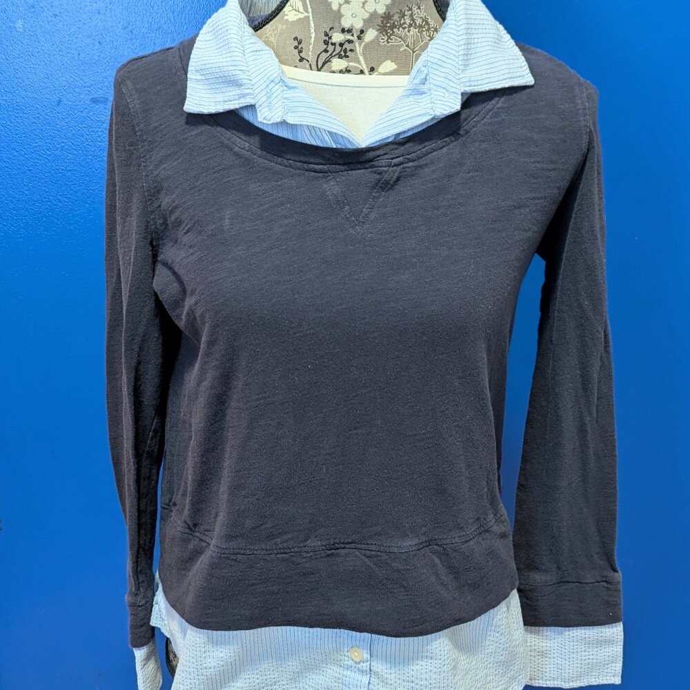 Tommy Hilfigier Light Blue/White Shirt w/ Navy Sweater vest look size small